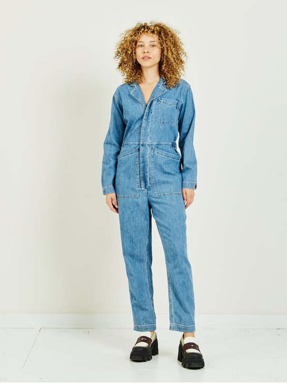 Alex Mill Standard Denim Boiler Suit Jumpsuit Womens Small Blue Utility
